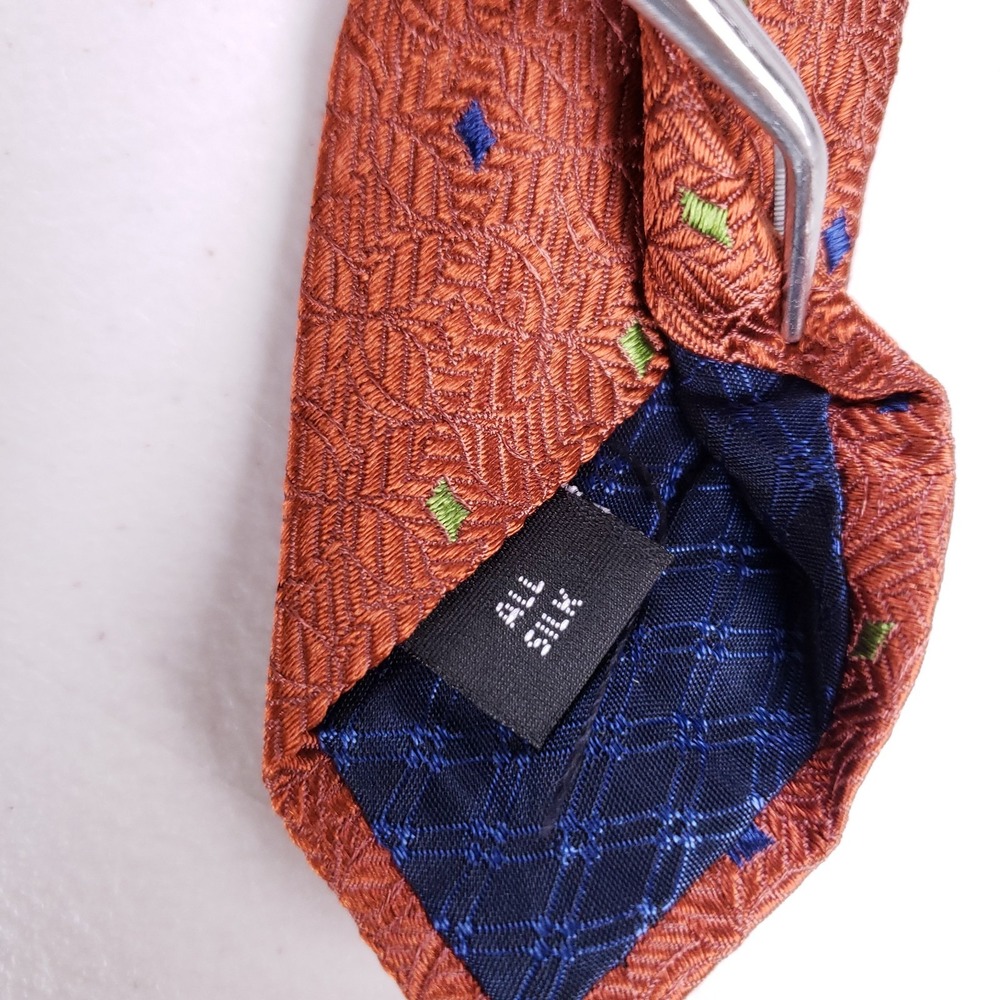 Stilê Silk‎ Tie Geometric Pattern Rust Red Business Formal Dapper Core - Picture 4 of 4
